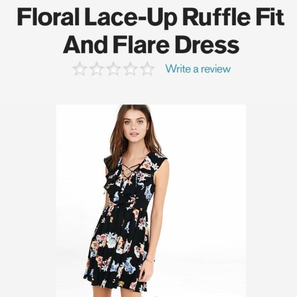 Express 2 black floral lace up dress NWOT